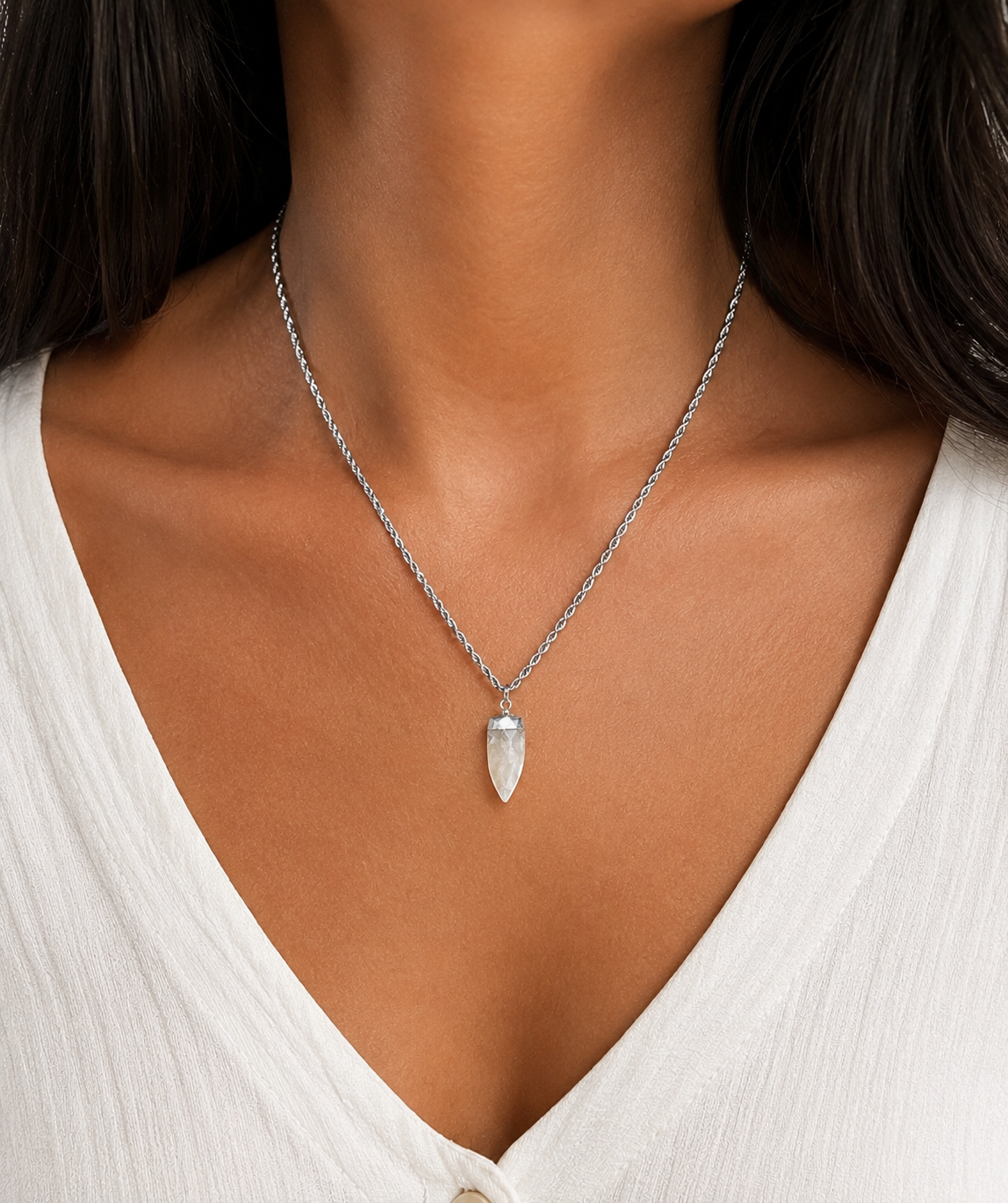 Moonstone Rope Chain Necklace