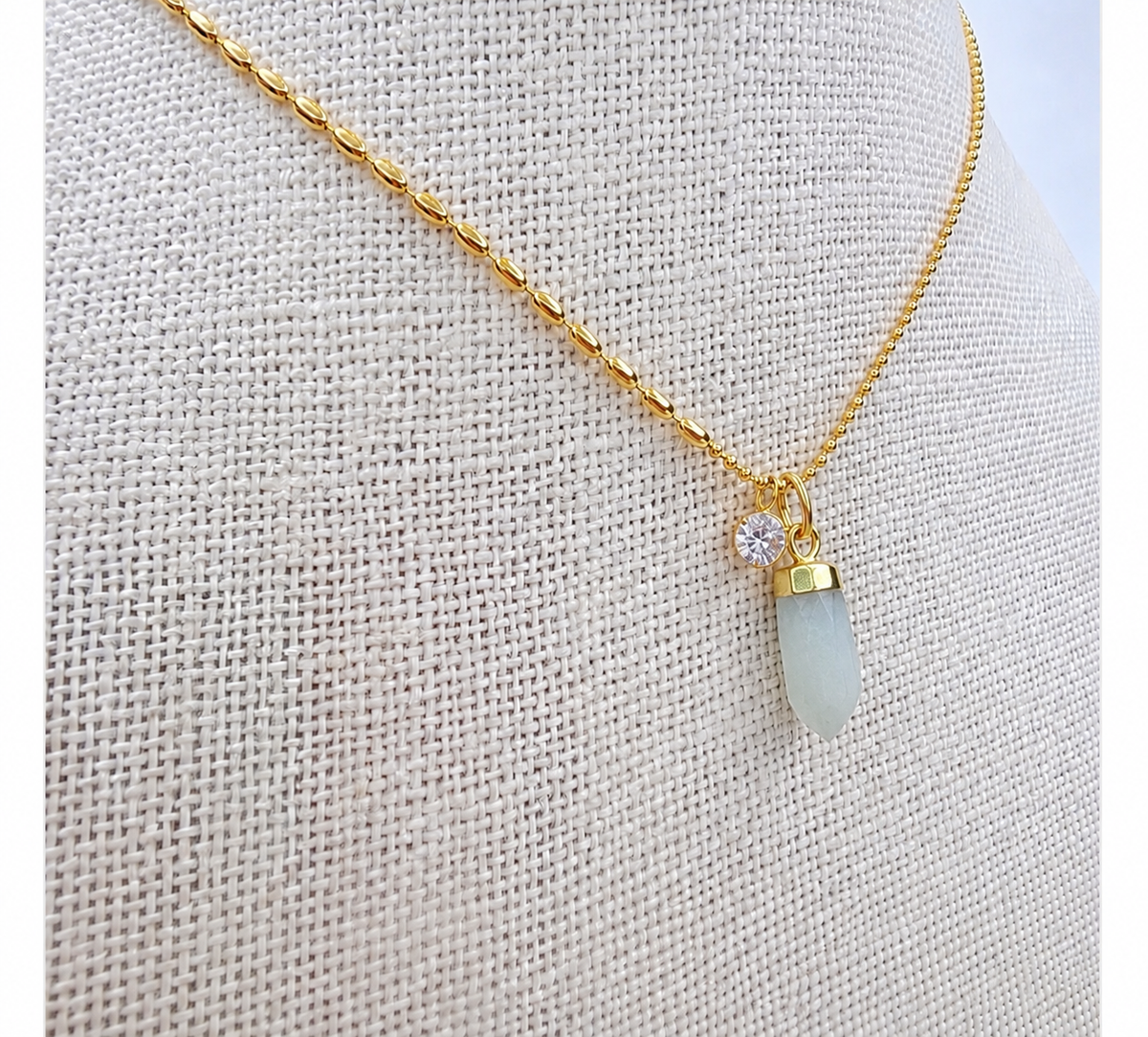Gold Faceted Moonstone Spike Necklace: Minimalist Gemstone Jewelry