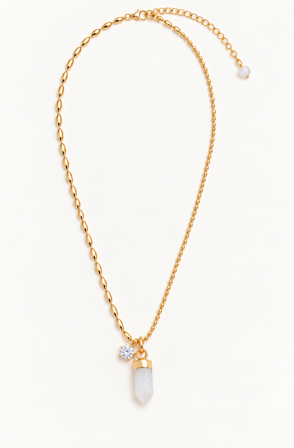 Gold Faceted Moonstone Spike Necklace: Minimalist Gemstone Jewelry