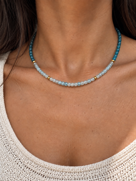 Blue Apatite and Aquamarine Gemstone Necklace