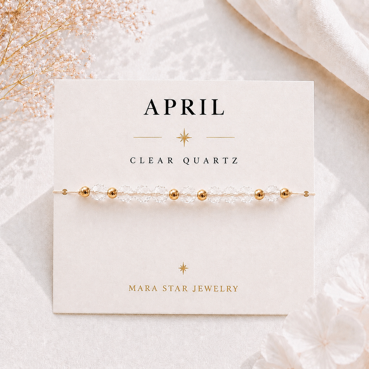 April Birthstone Bracelet Clear Quartz
