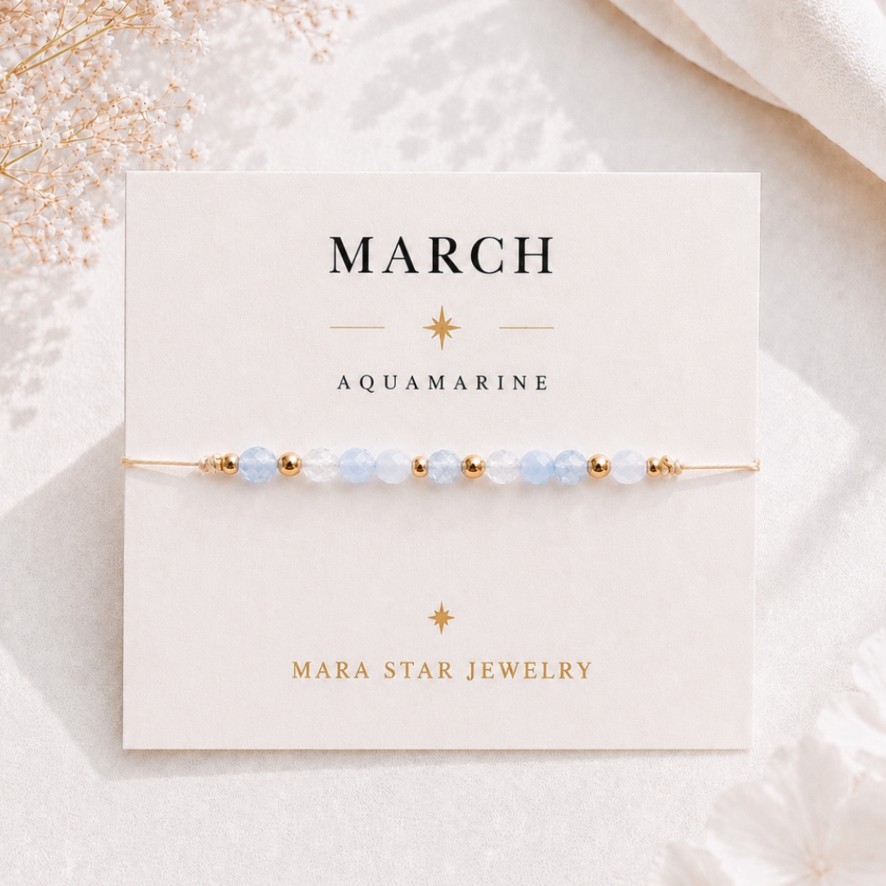 Aquamarine Gemstone Bracelet-March Birthstone