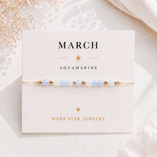 Aquamarine Gemstone Bracelet-March Birthstone