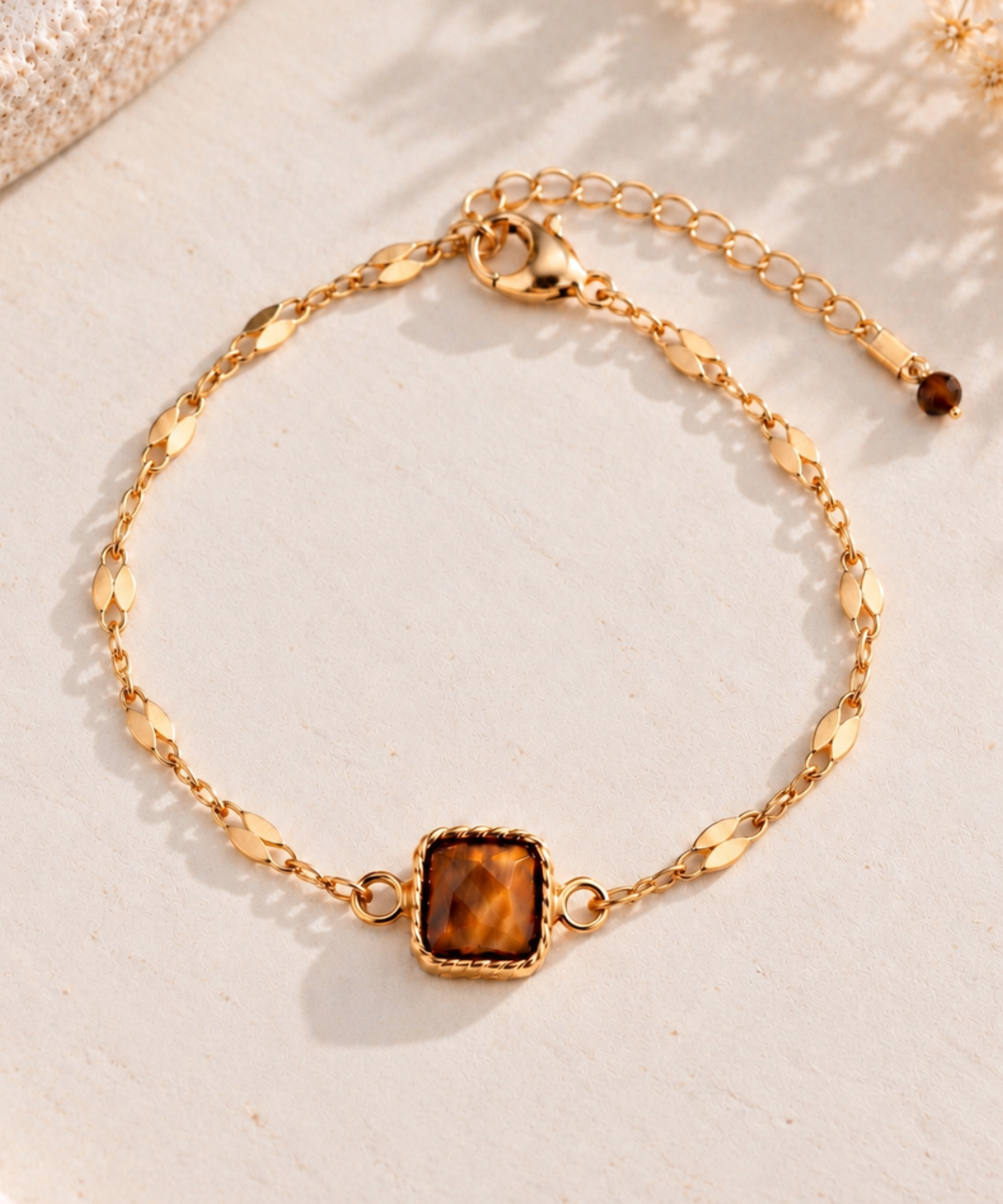 Tiger's Eye Gold Chain Bracelet