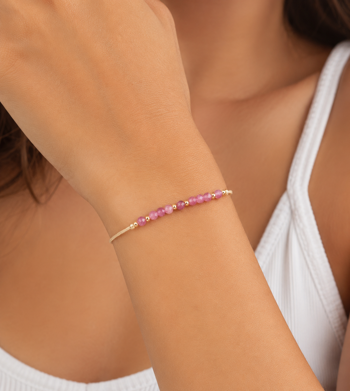 Pink Tourmaline Bracelet October Birthstone