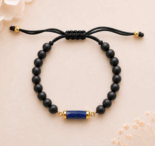 Onyx and Lapis Lazuli Gemstone Bracelet