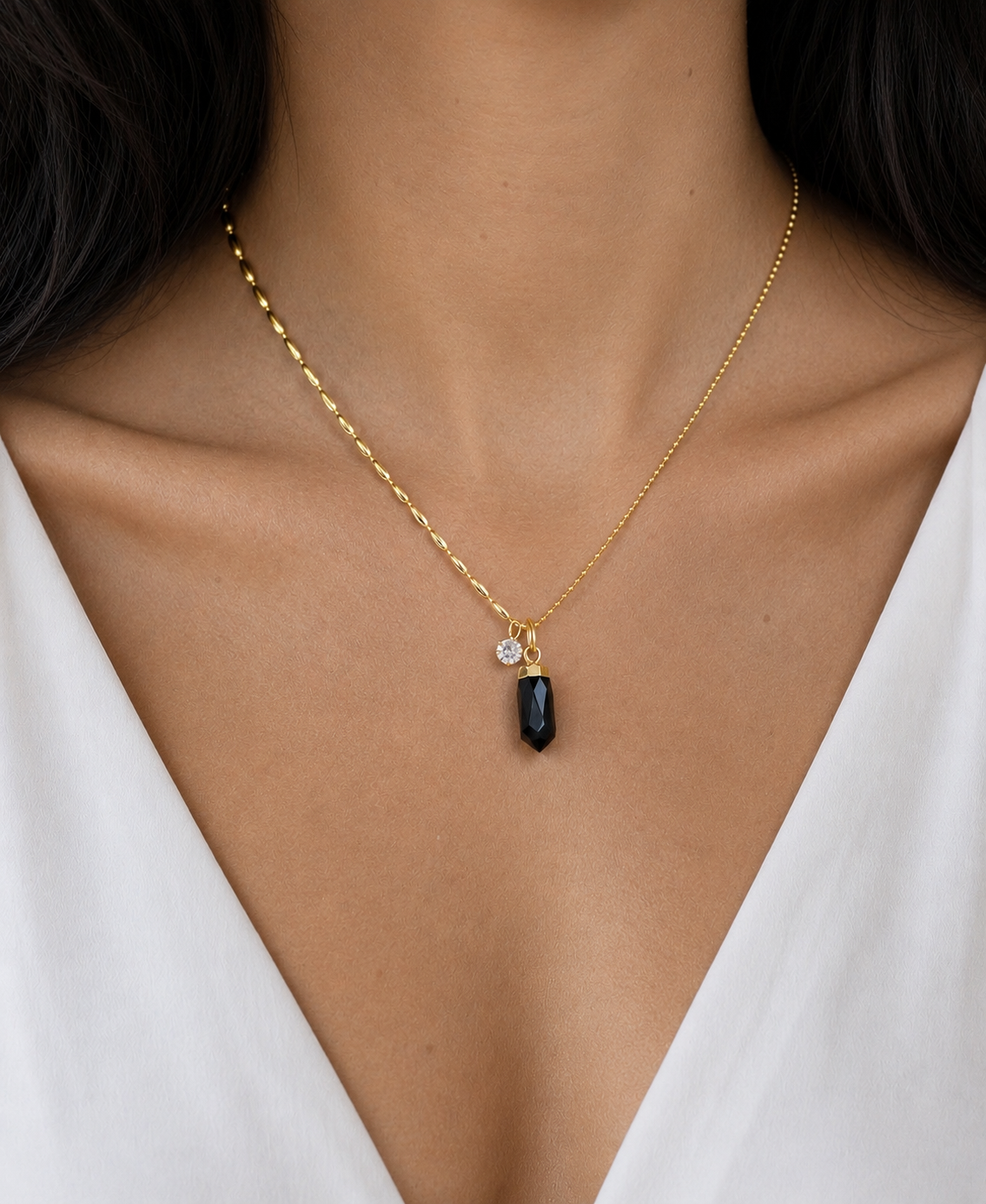 Black Onyx Necklace Gold