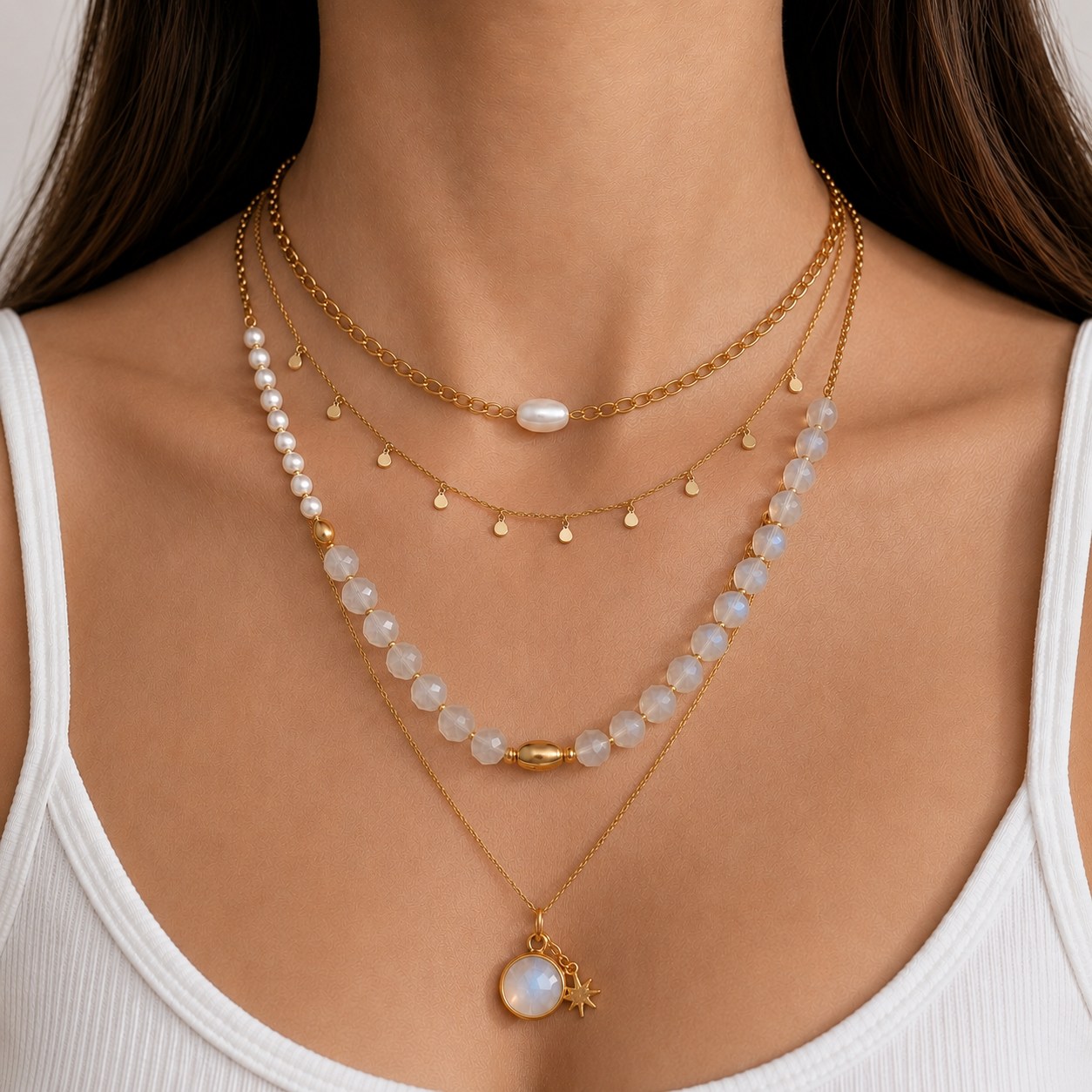 Curb Chain Pearl Necklace