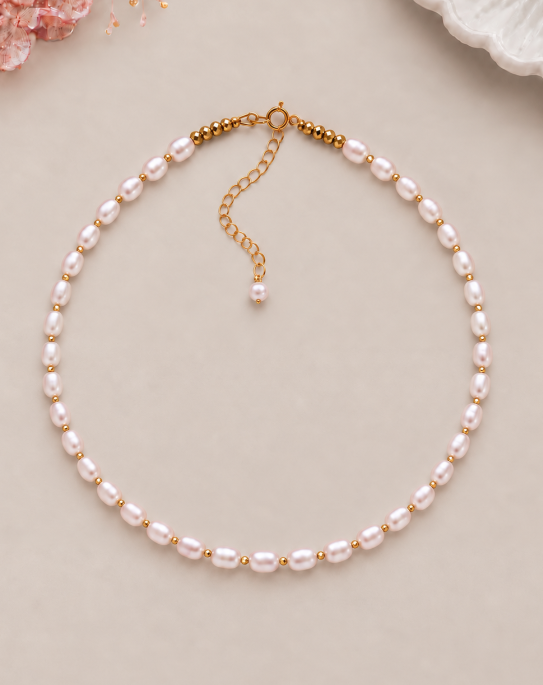 Pearl & Hematite Choker Necklace