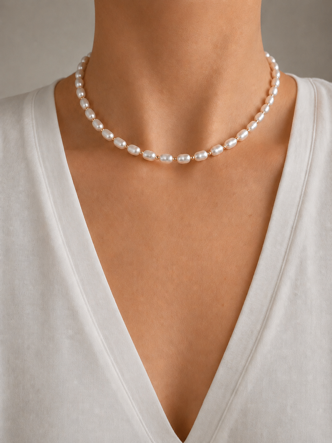 Pearl & Hematite Choker Necklace