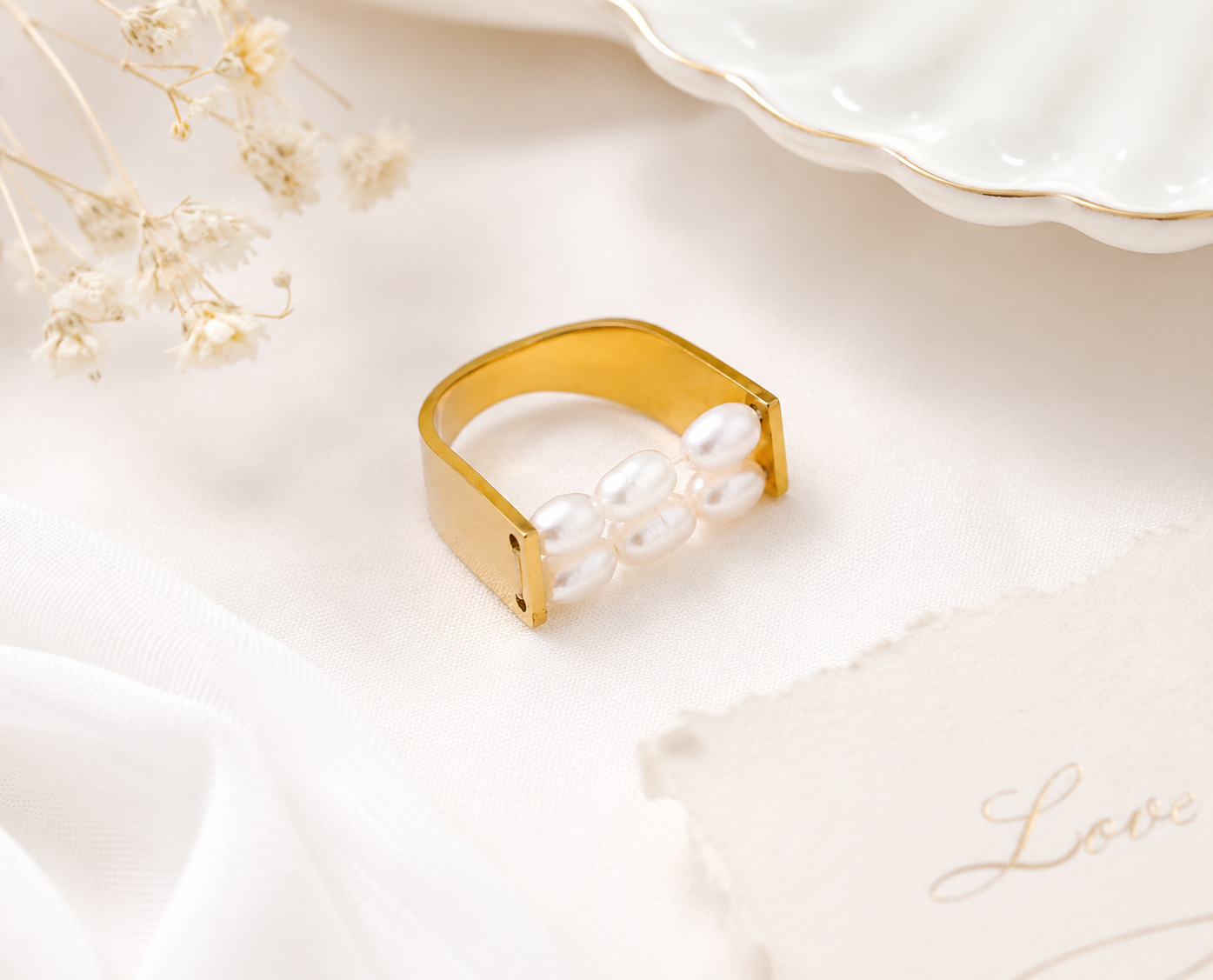 Squared Pearl Ring