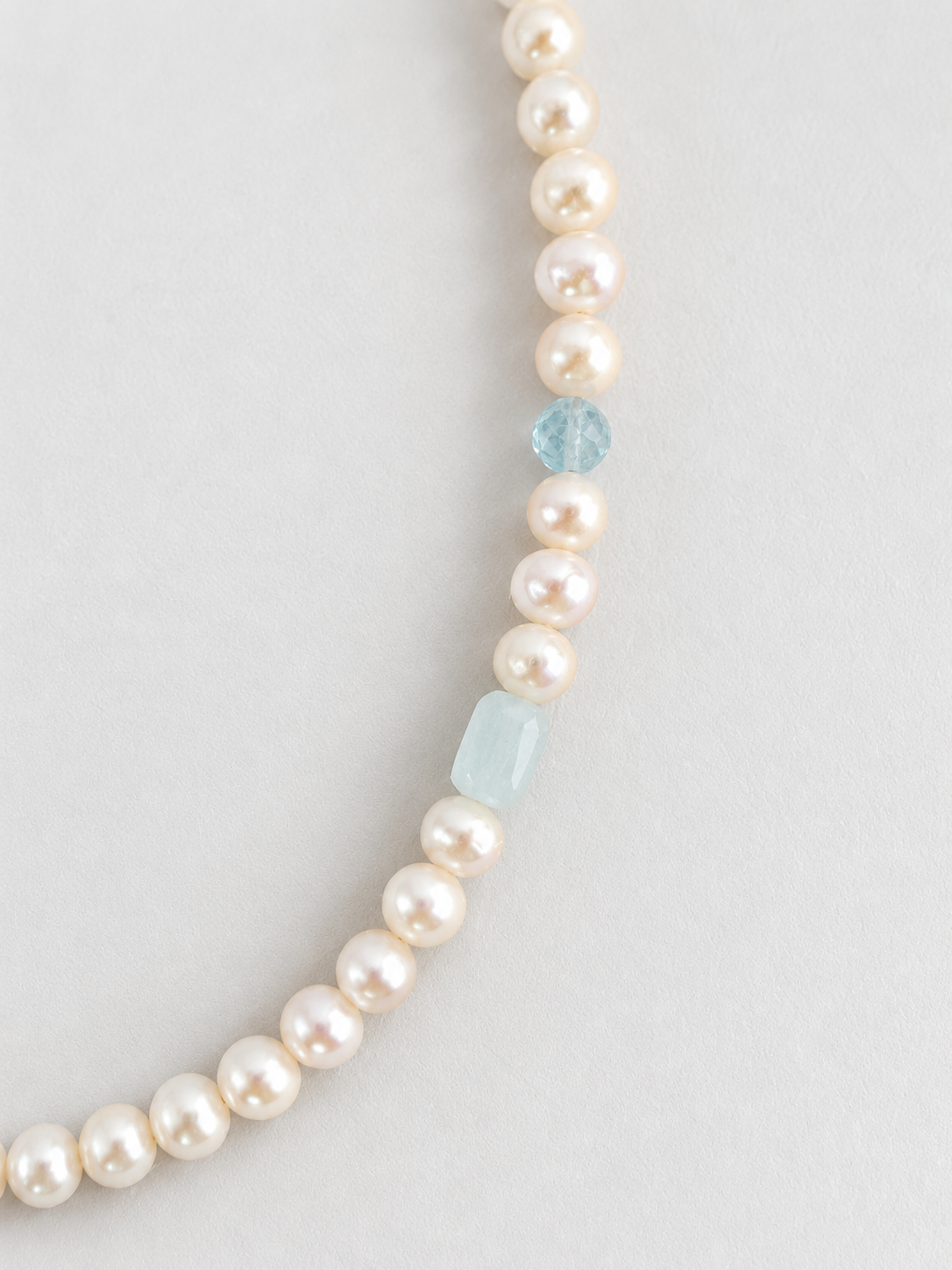 Pearl & Aquamarine Gemstone Necklace