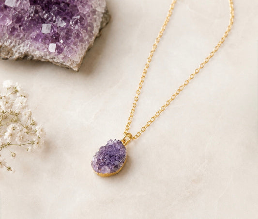 Raw Amethyst Cluster Necklace