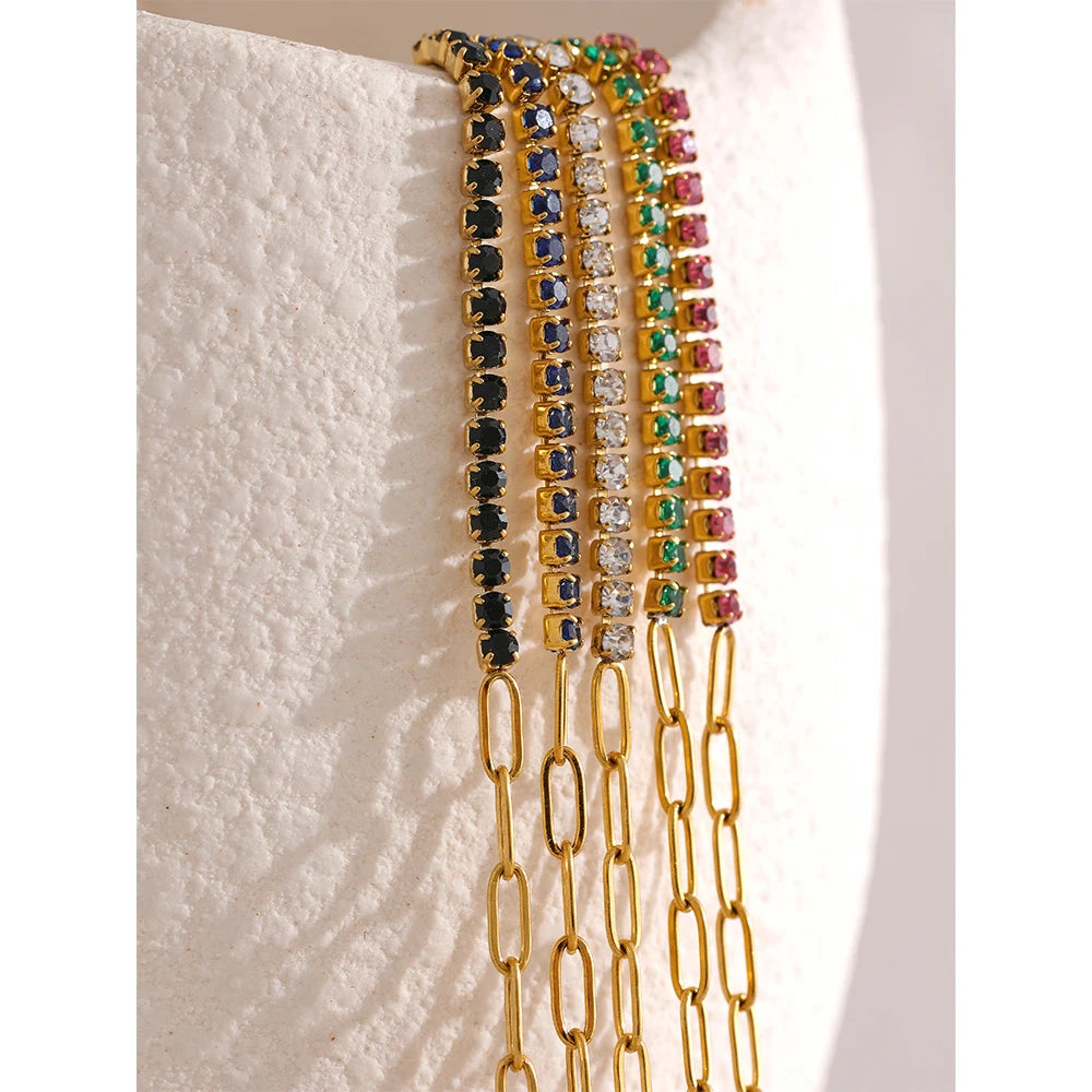 Paperclip Chain Gem Bracelet