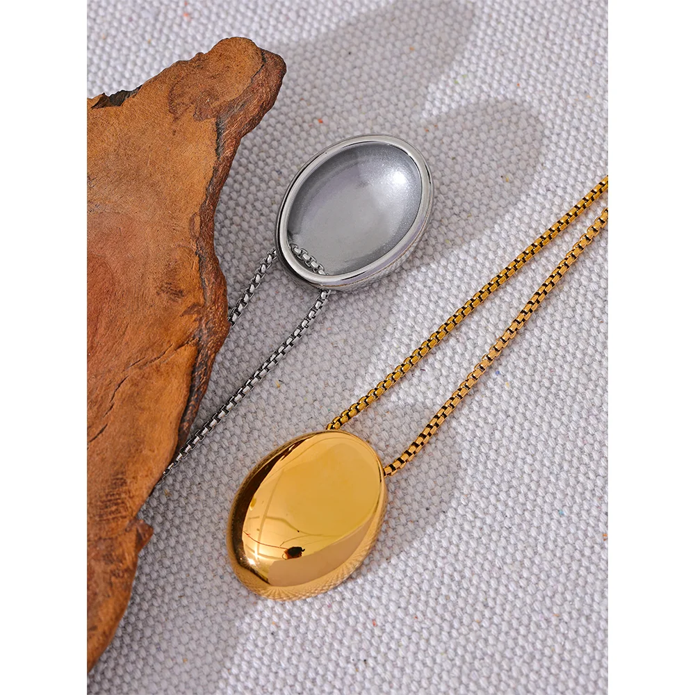 Long Oval Drop Necklace