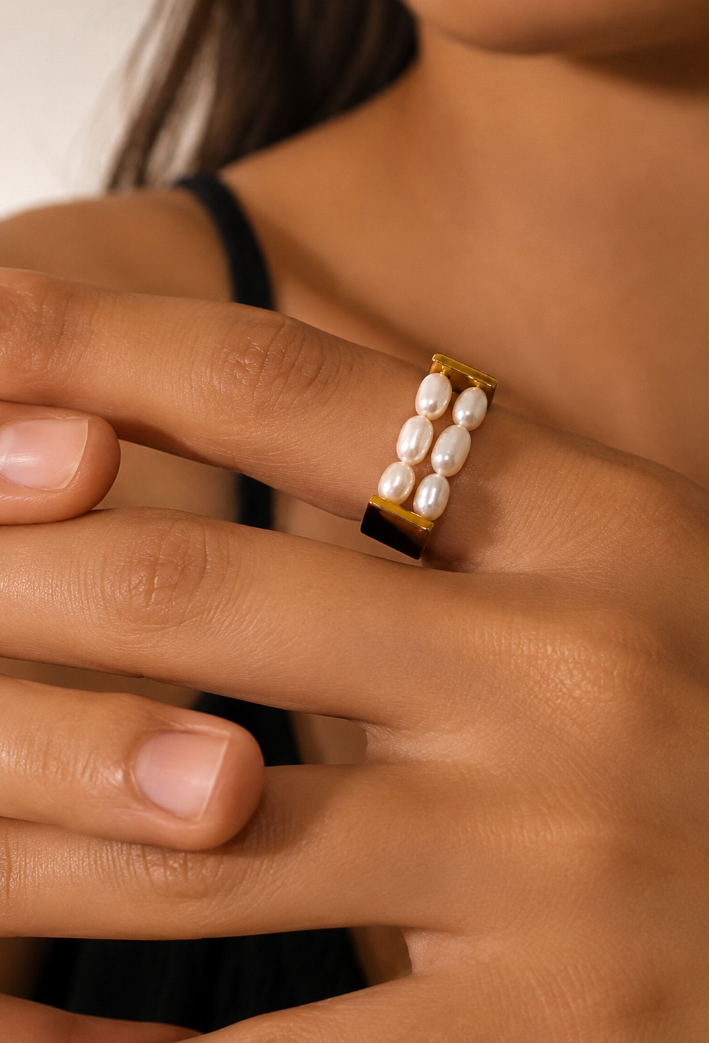 Squared Pearl Ring