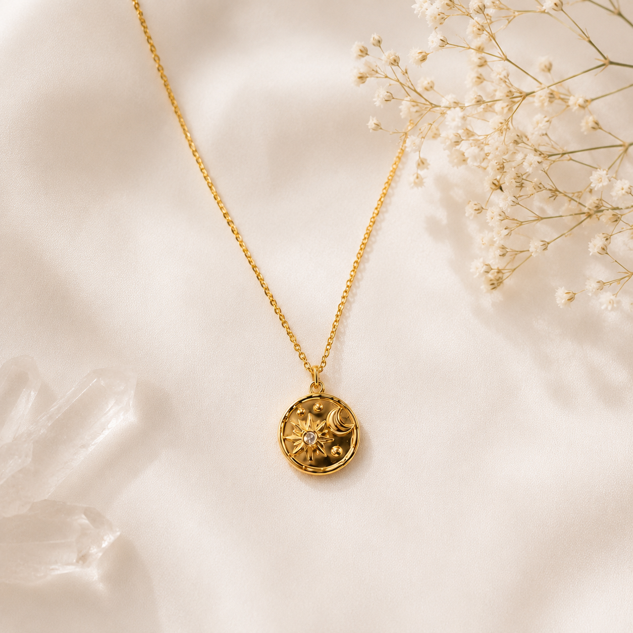 Sun Moon Pendant Necklace