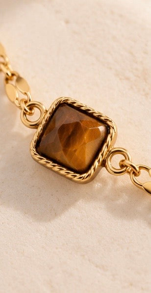 Tiger's Eye Gold Chain Bracelet