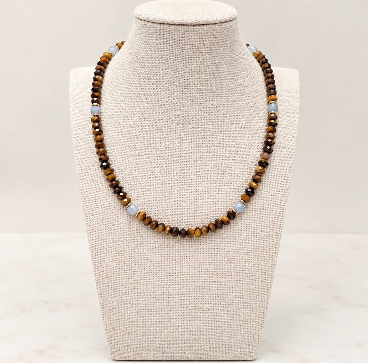 Tiger Eye and Aquamarine Choker