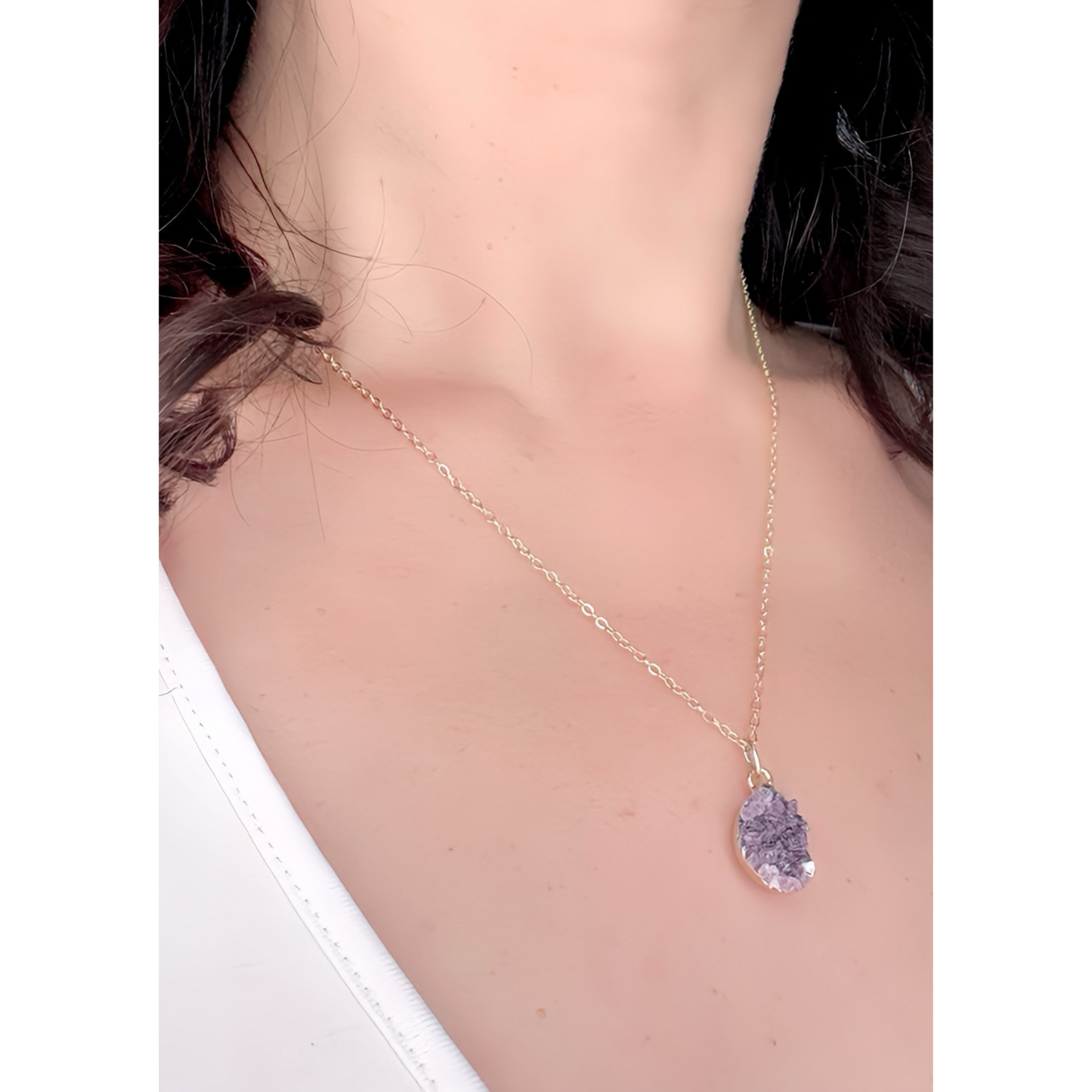 Raw Amethyst Cluster Necklace
