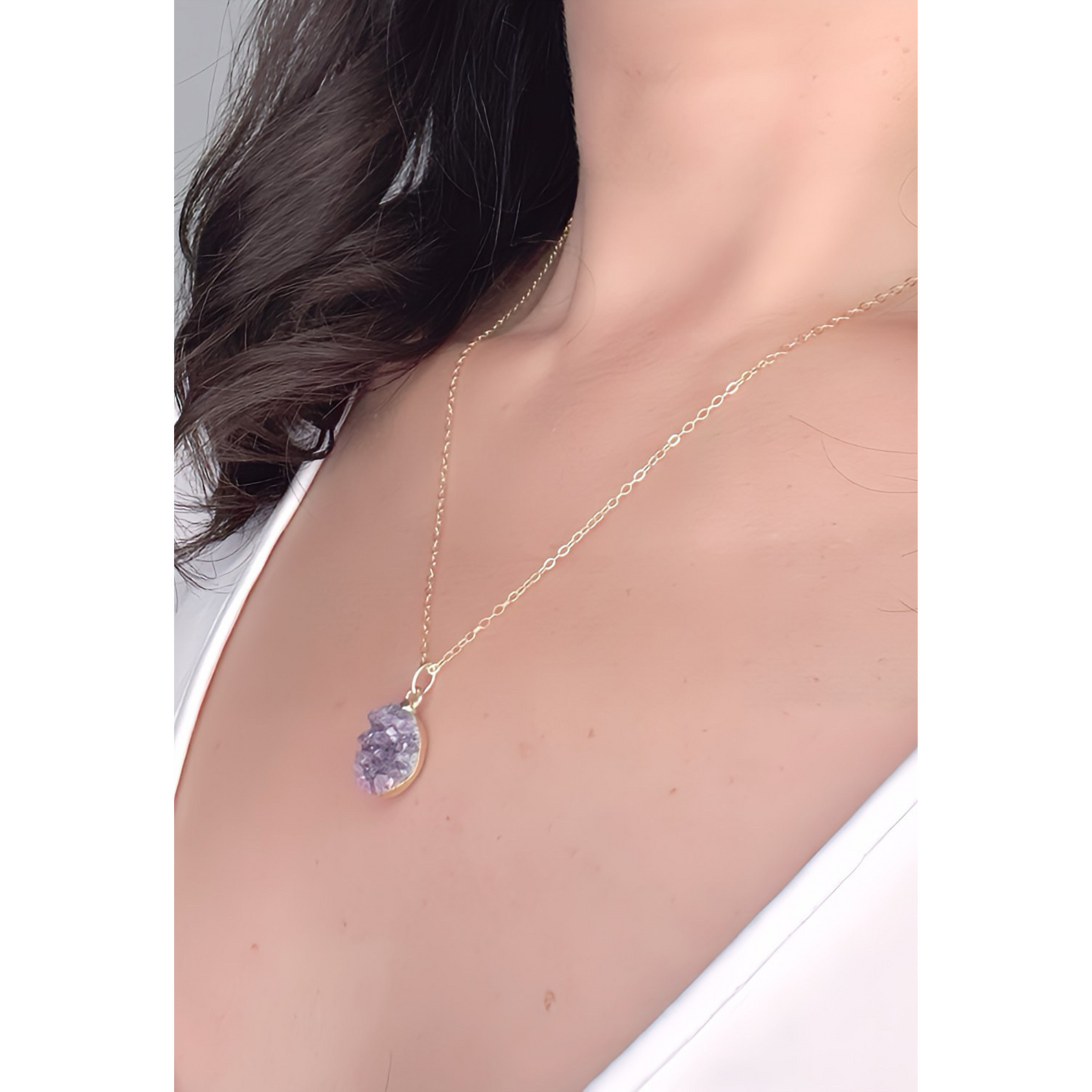 Raw Amethyst Cluster Necklace
