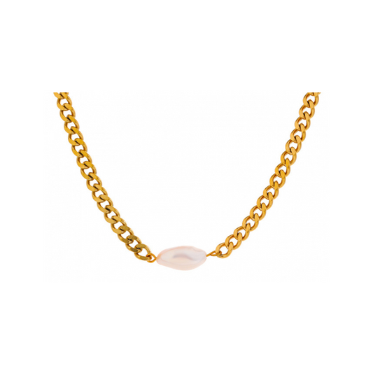 Curb Chain Pearl Necklace