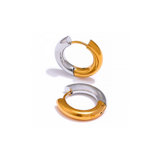 Mixed Metal Huggie Hoop Earrings