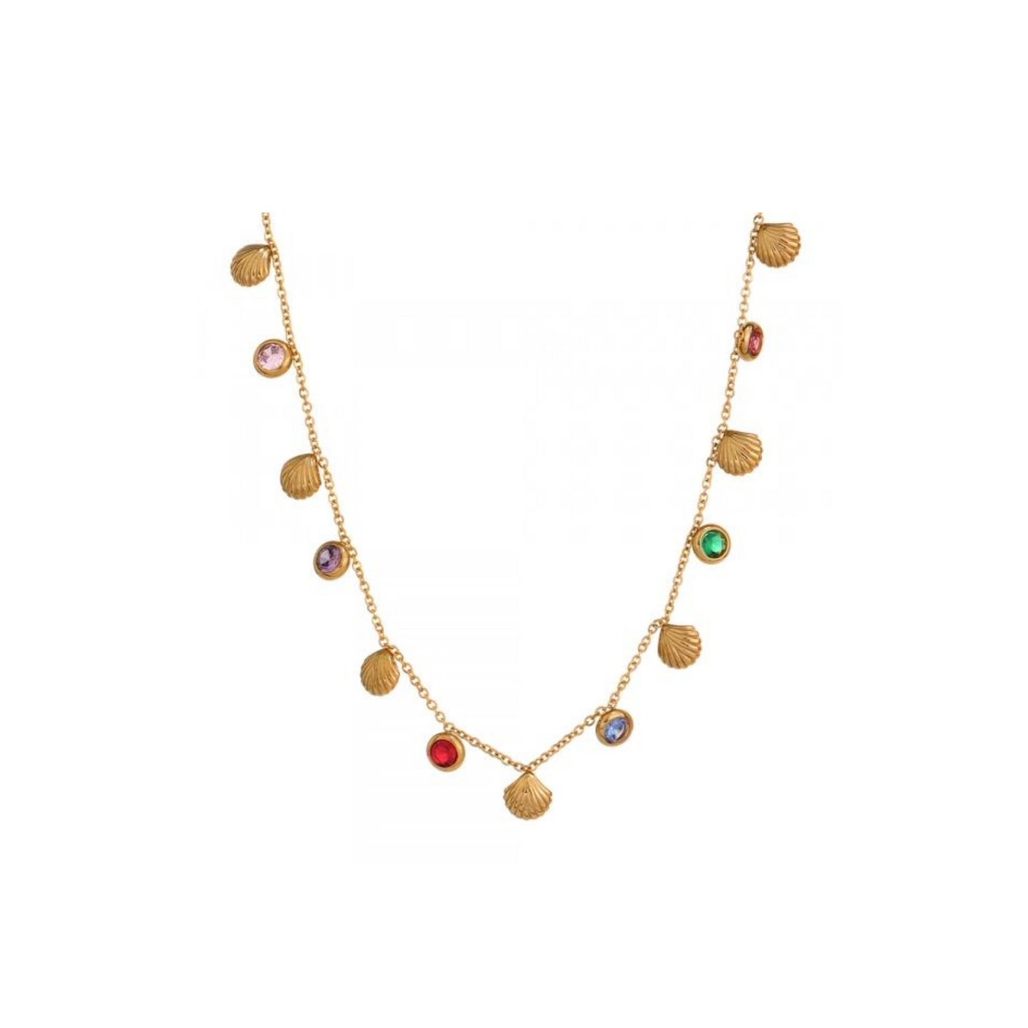 Shell & Gem Dangle Necklace