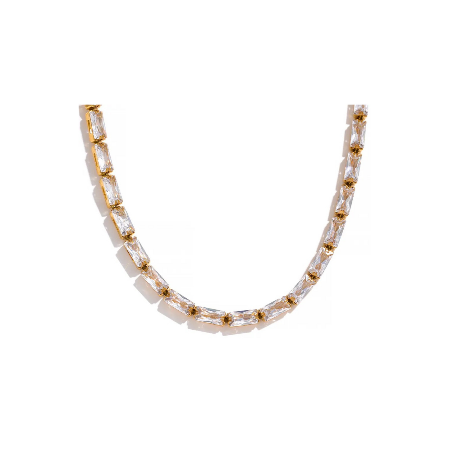 Gorgeous Baguette Cut Jewel Necklace (comes in green jewels as well)