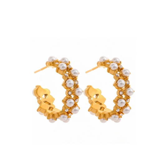 Open Hoop Pearl Earrings