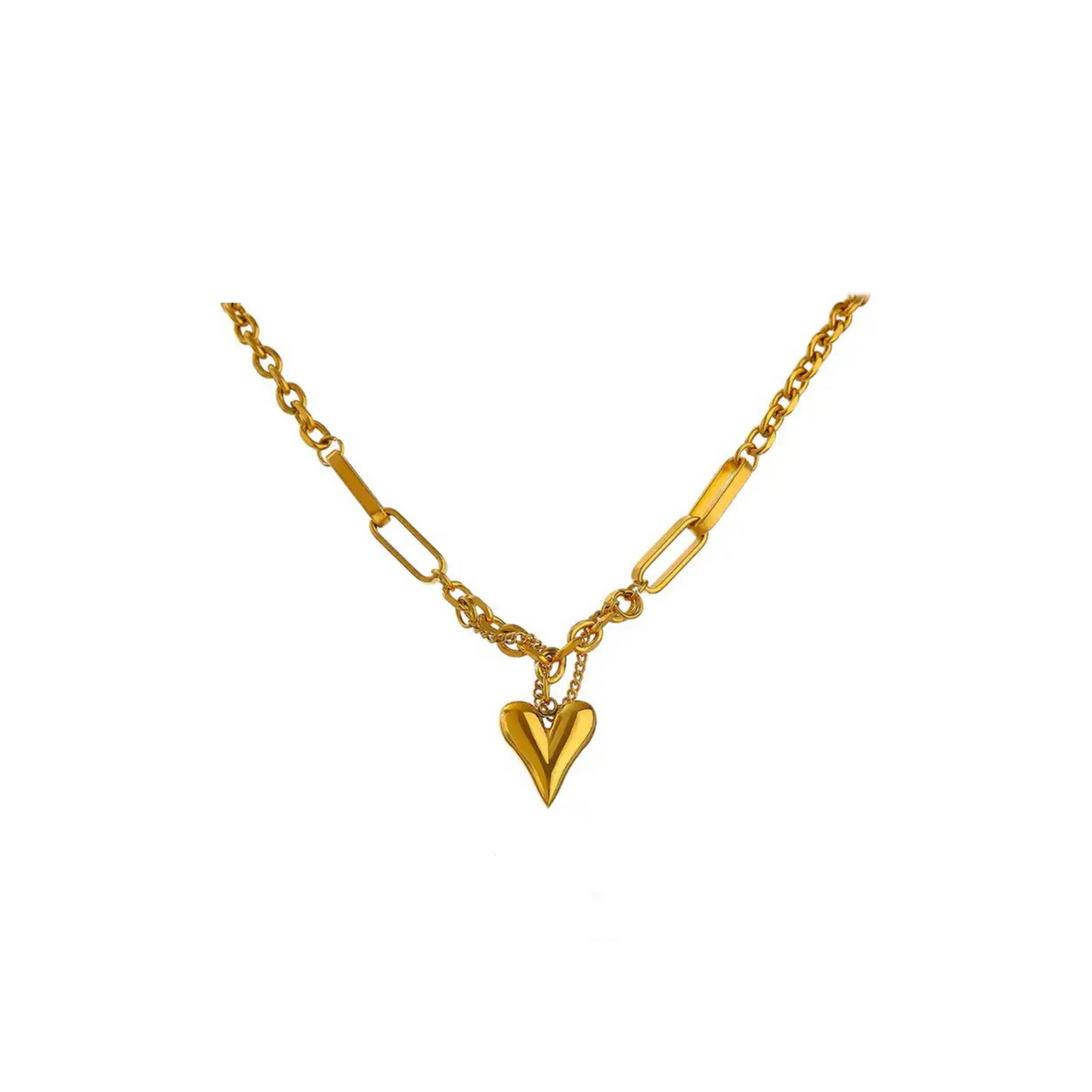 Stylish Mixed Chain Heart Necklace