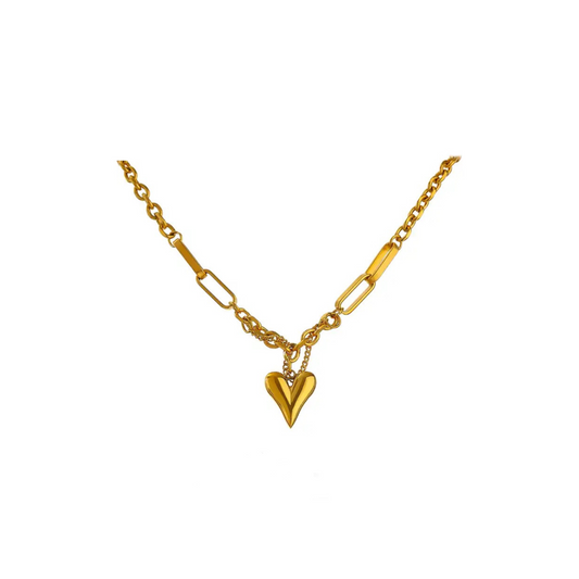 Stylish Mixed Chain Heart Necklace