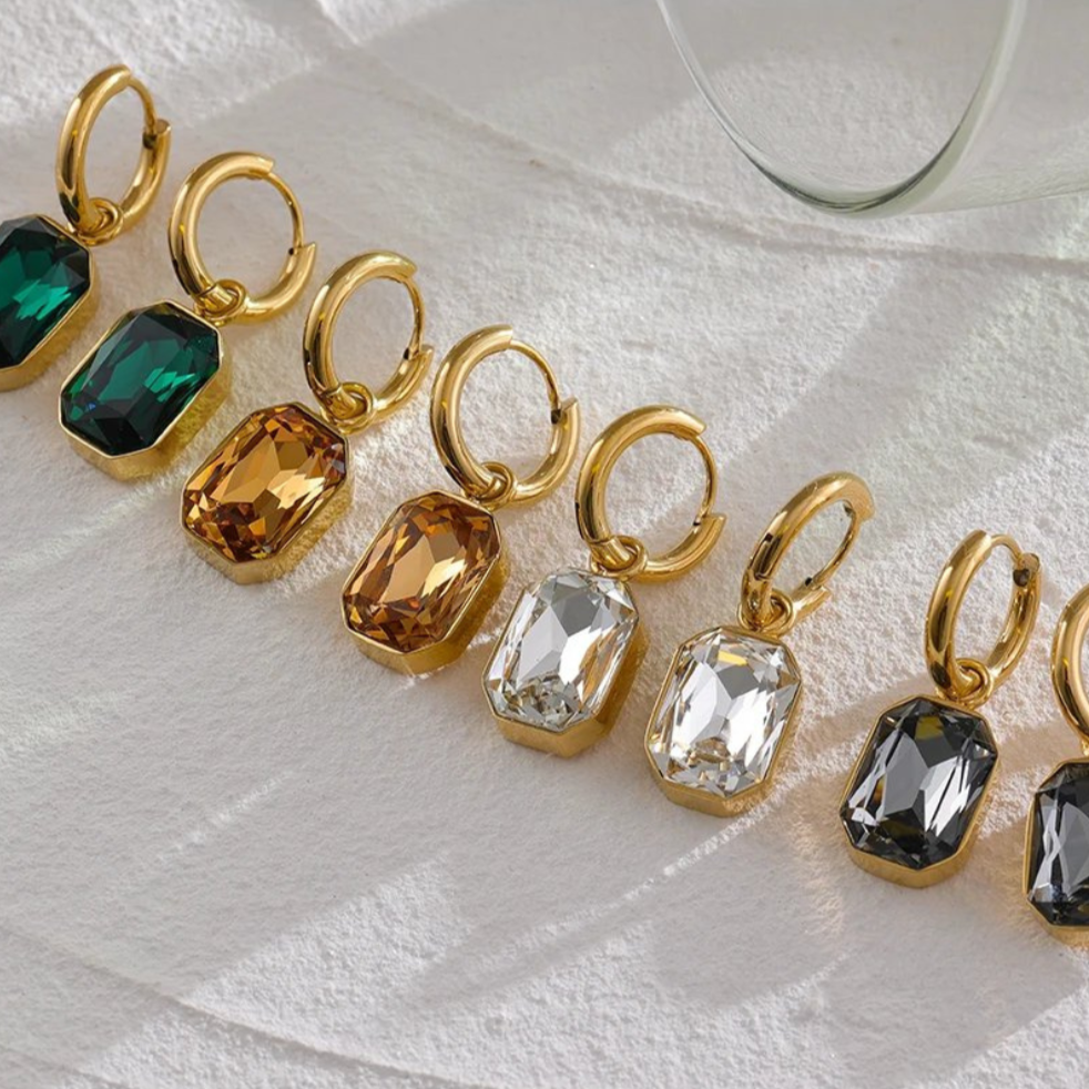 Geometric Gem Drop Earrings