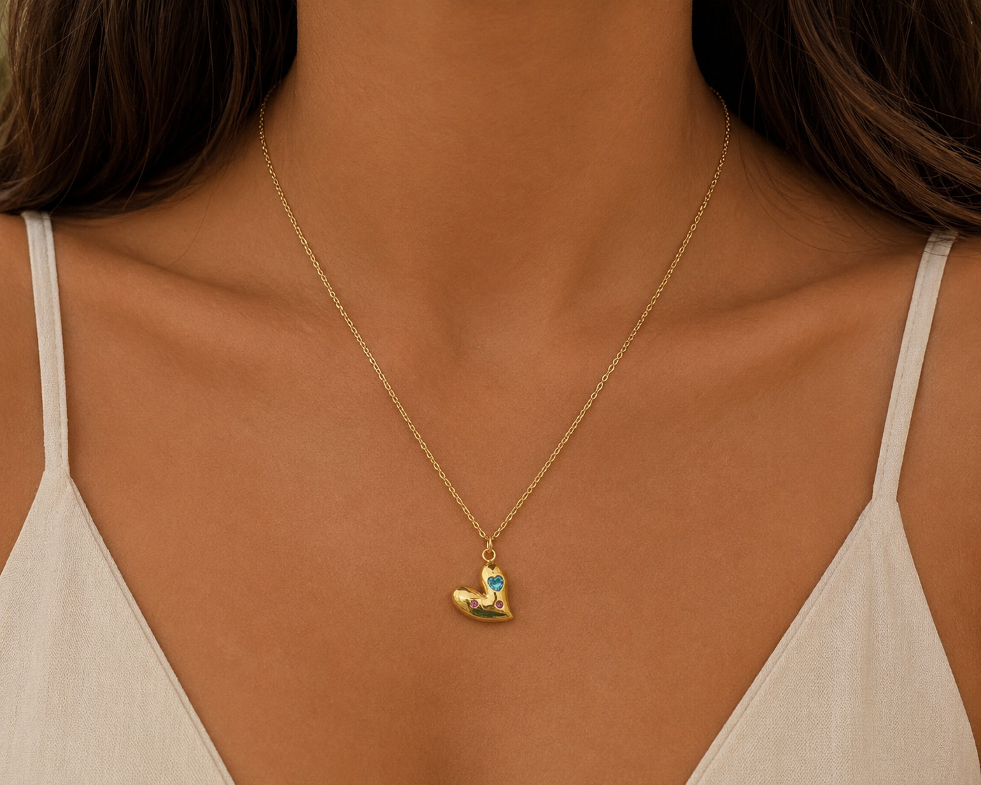 Colourful Gem Heart Necklace