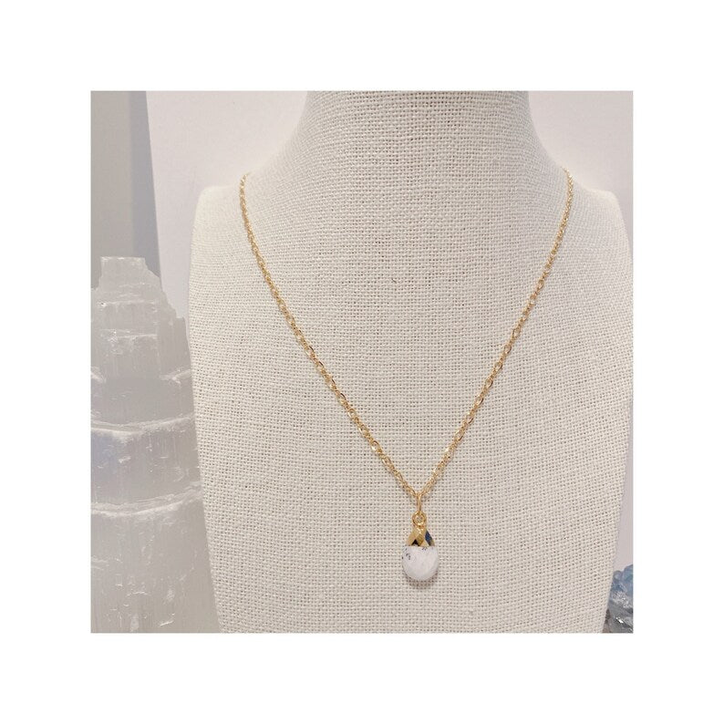 14K Gold Filled Howlite Briolette Teardrop Necklace