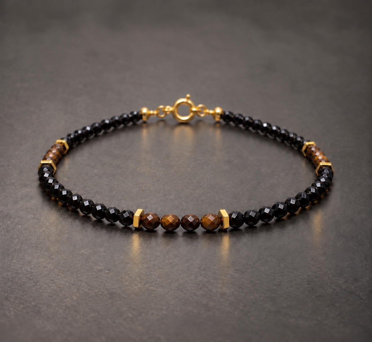 Black Onyx and Pietersite Gemstone Bracelet