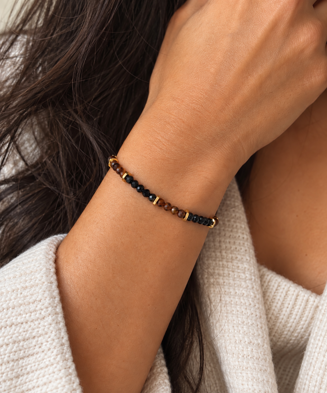 Black Onyx and Pietersite Gemstone Bracelet
